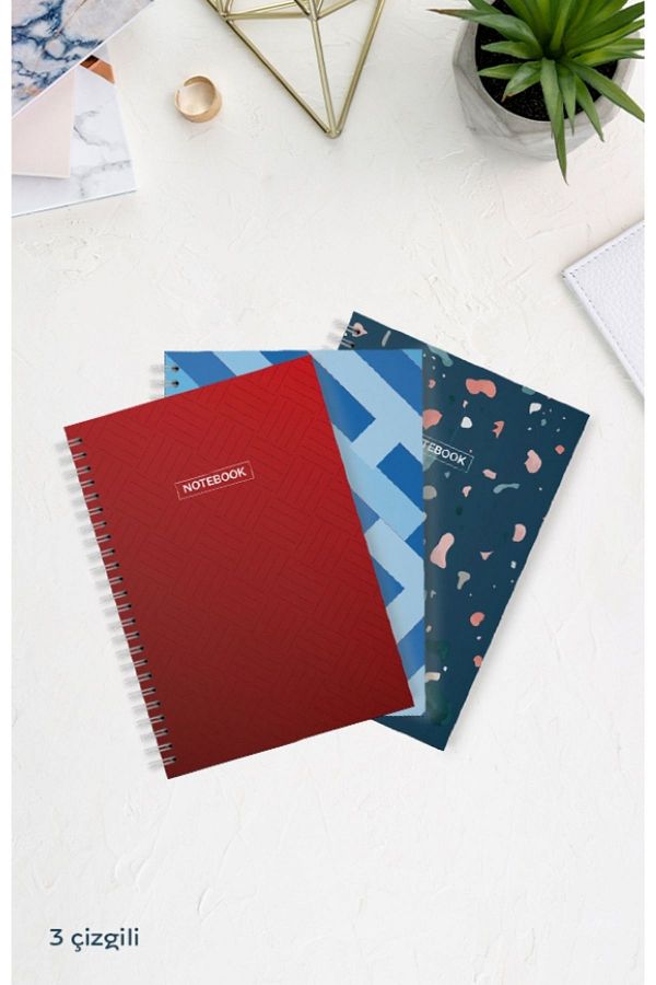 Hobbi Tasarım-A4 Lined Notebook - 70 Sheets (Pack of 3) 1