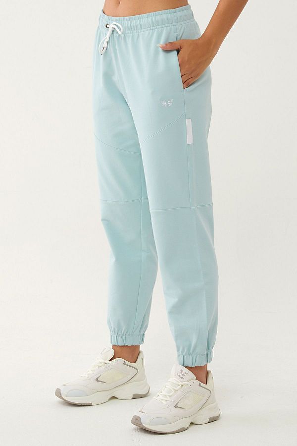 bilcee Nile Green Organic Cotton Women s Jogger Sweatpants Pockets and Elastic Legs 0722 Trendyol