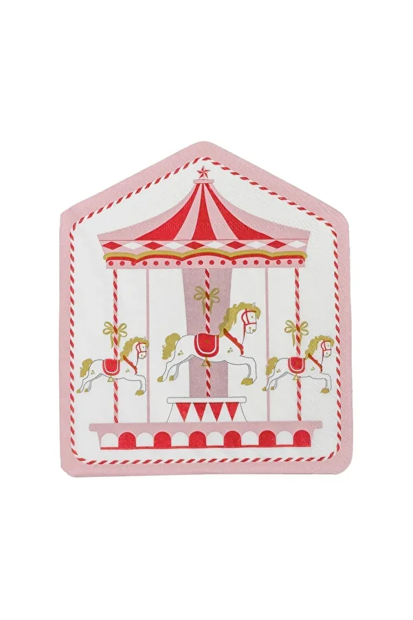 merni-Pink Carousel Carousel Carousel Patterned Colorful Printed Paper Napkins 10 Pieces 1