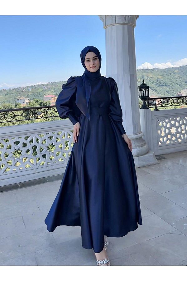 Azeem Faraz Satin Hijab Evening Dress Graduation and Prom Evening Dress Trendyol