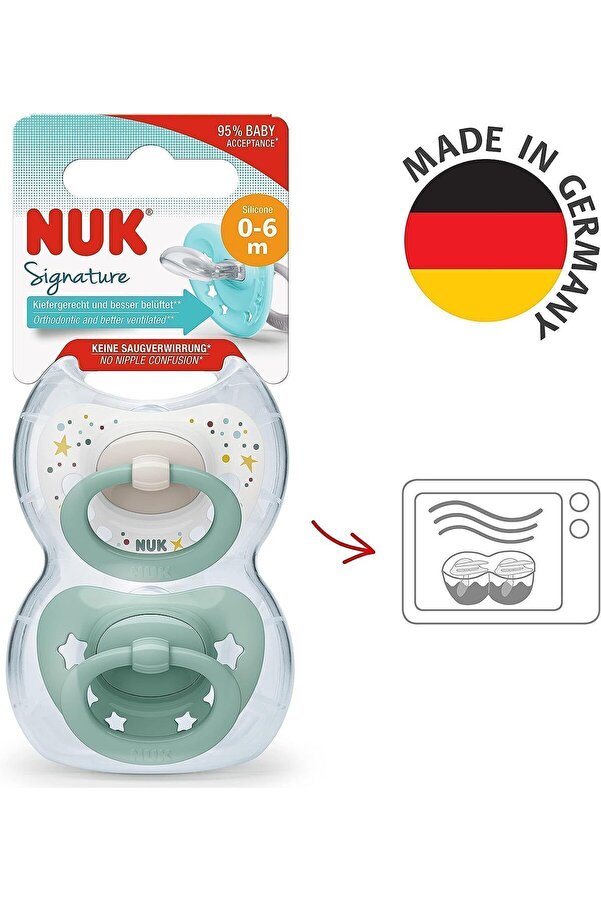 Nuk Signature Silikon Damaklı İkili Emzik (0-6m)