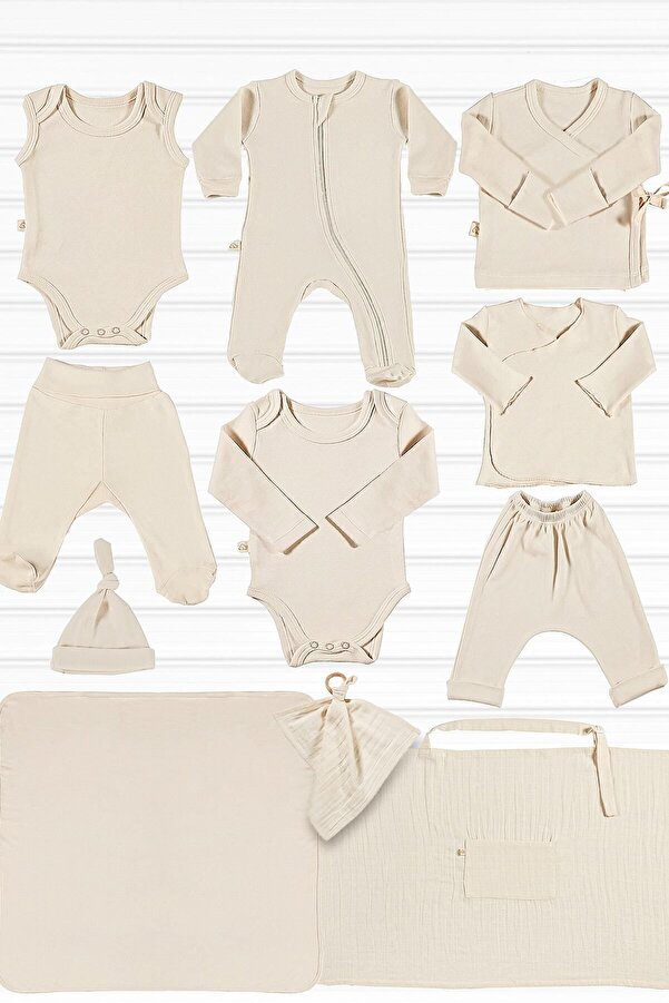 tinylamb Pure 11 Parça Hastane Çıkışı Seti %100 Organik Pamuk - Unisex Bebek Hastane Çıkış Seti