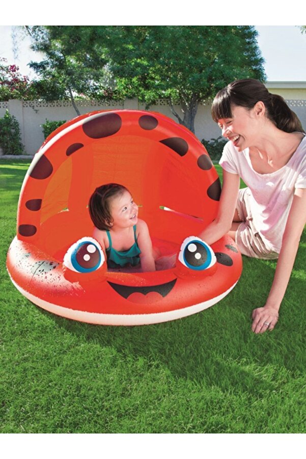 TOYFEST Uğur Böceği Desenli Gölgelikli Bebek Çocuk Havuzu 97x66 cm 52189