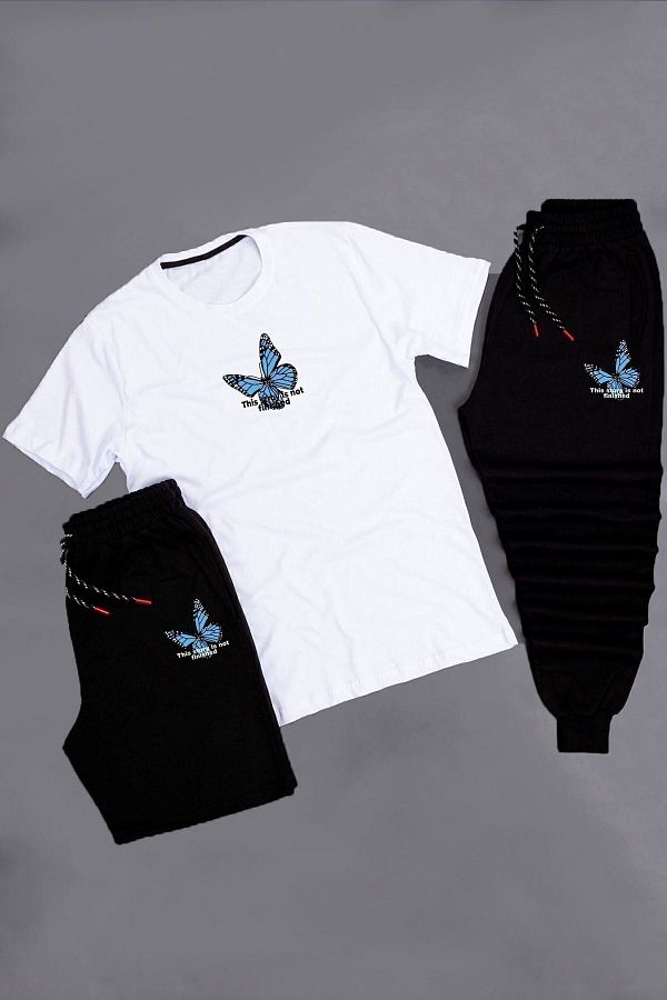 trendypassion-Συνδυασμός σετ γυμναστικής 3 τεμαχίων Unisex με στάμπα πεταλούδας 1