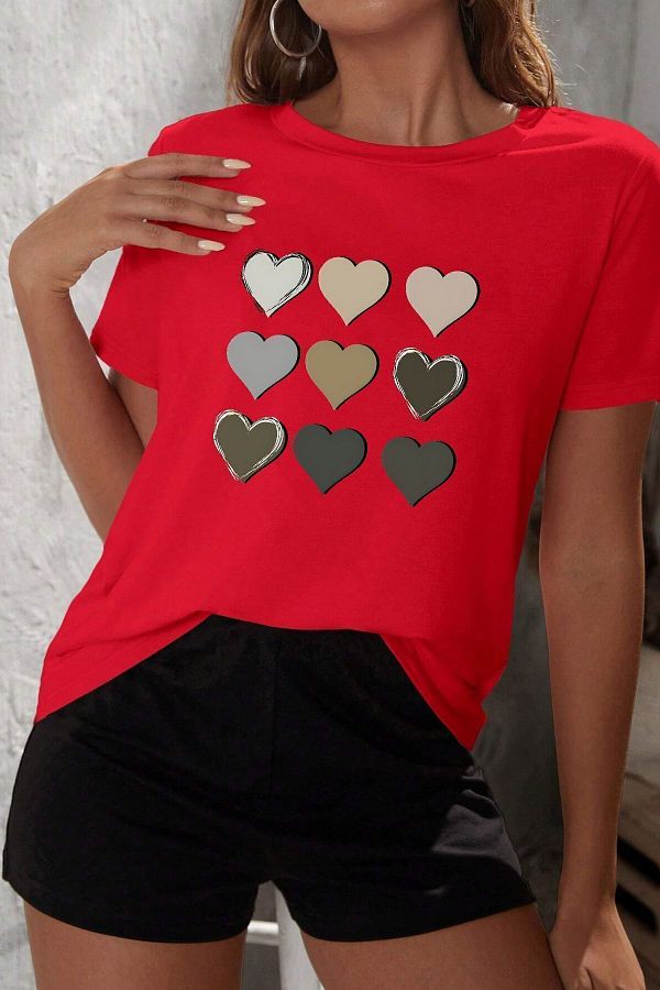 uyguntarz-Heart Print Shorts Set 1