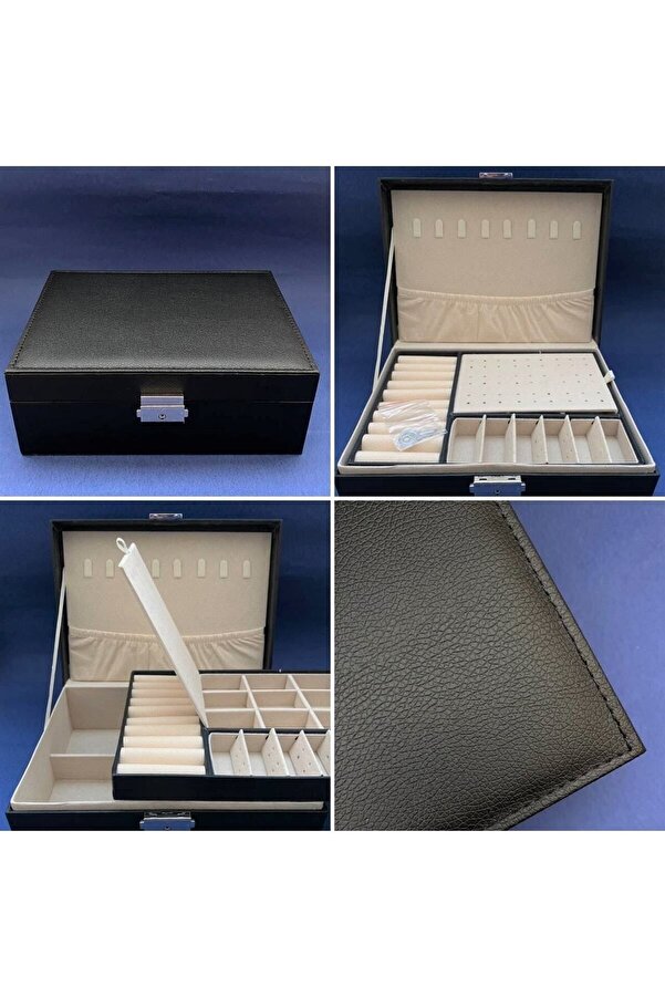 MG STORE-Silver Jewelry Box for Travel - Two Layers Jewelry Bag with Lock 1
