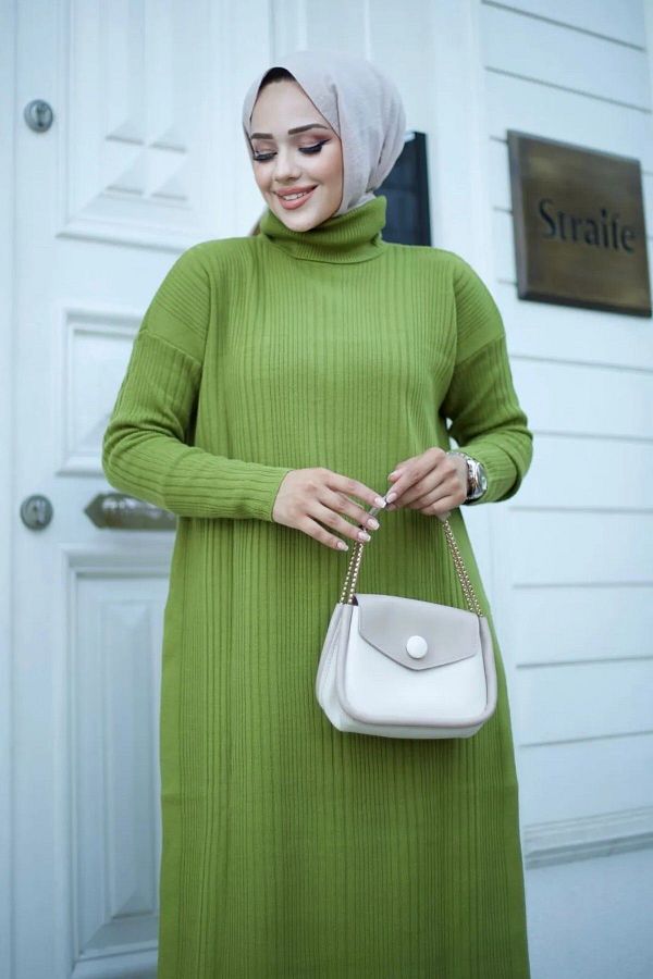 ems fashion Turtleneck Slit Women s Dress Pants and Hijab Set Trendyol