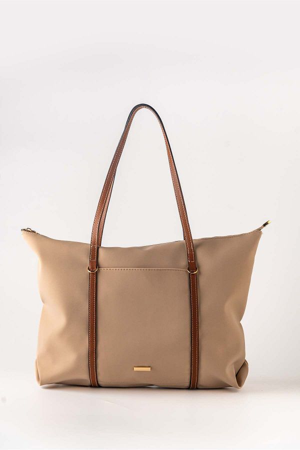 LORENZ BAG Nylon Shopper Double Stripe Women s Shoulder Bag Berlin Trendyol