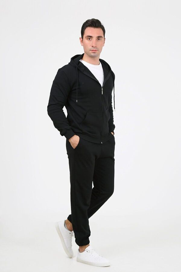 trendypassion-Schwarzer Unisex-Trainingsanzug mit Reißverschlussjacke 1