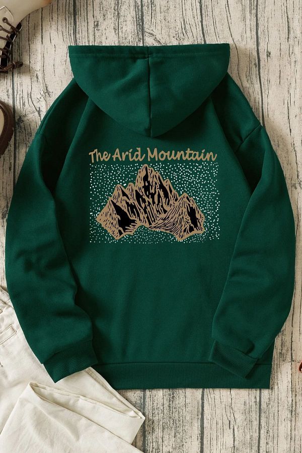 uyguntarz Unisex Oversize Arid Mountain Printed Sweatshirt