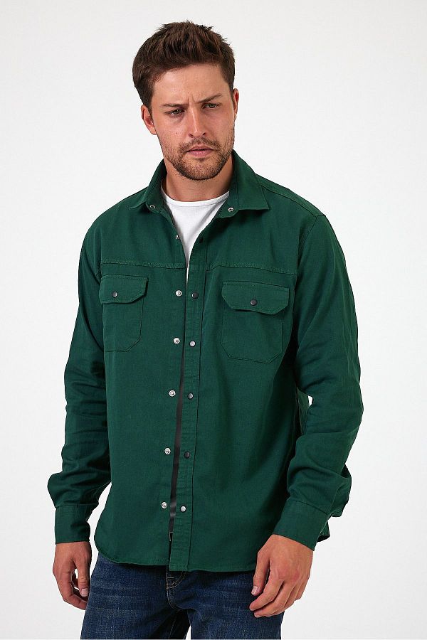Denim shirt green clearance