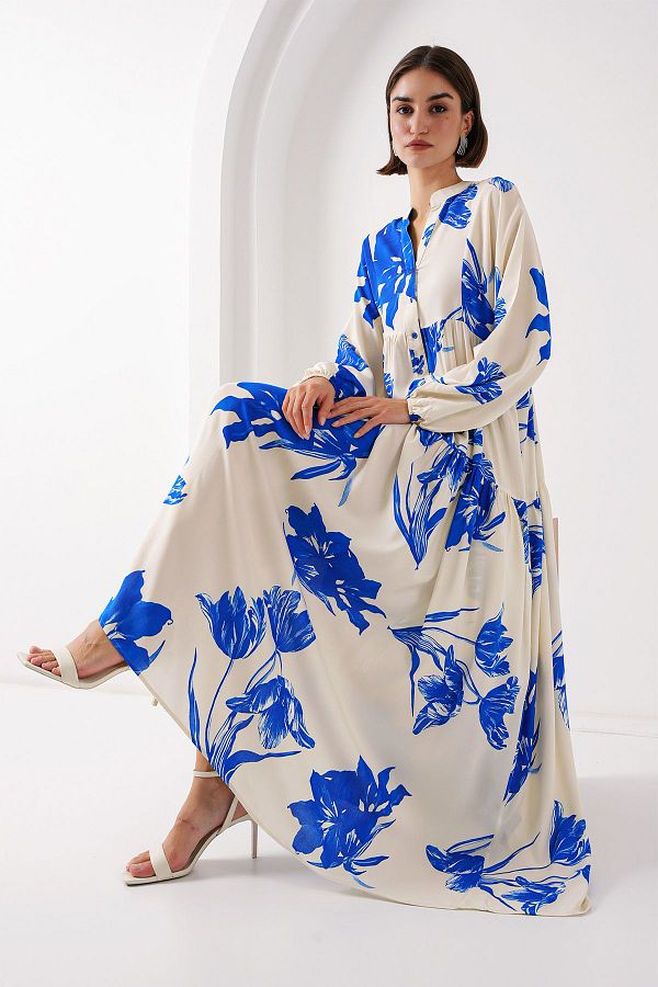 Bigdart-2423 Authentisches gemustertes Kleid – A.Ecru 1