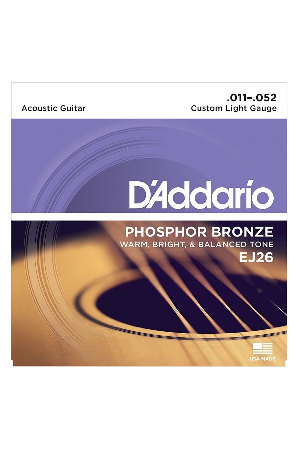 Daddario-Ej26 Acoustic Guitar String Set, Phosphor-Bronze, Custom Lı D'Addario, Ej26, Acoustic Guitar String 1