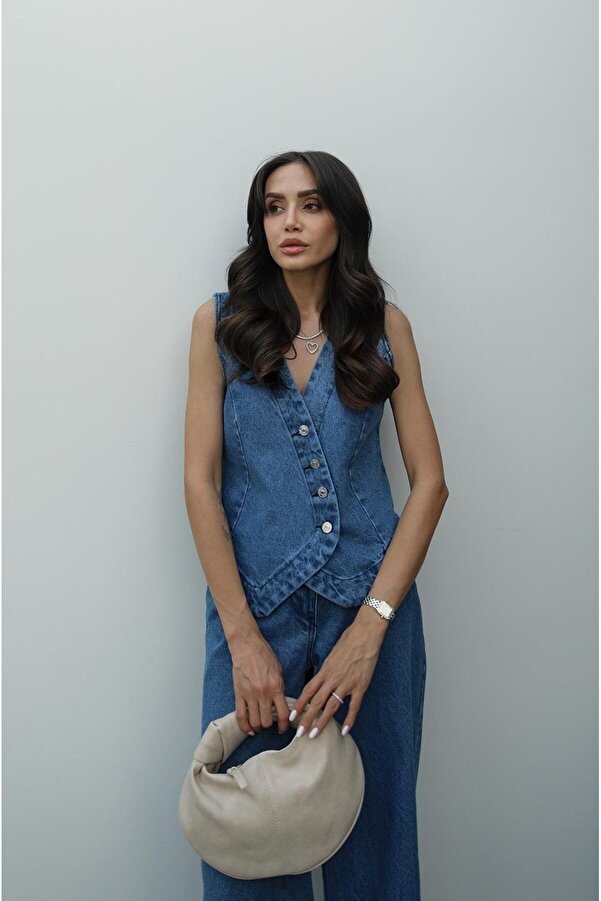Havoş Blue Denim Vest Jean Set- Trendyol