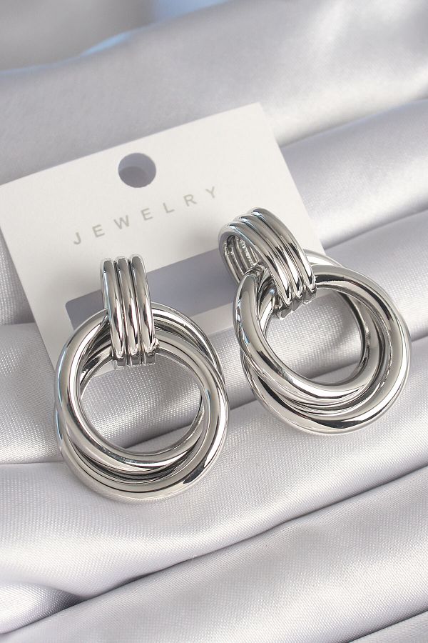 EDALKILIC Edalkl Brass Silver Color Hoop Model Women s Earrings Trendyol