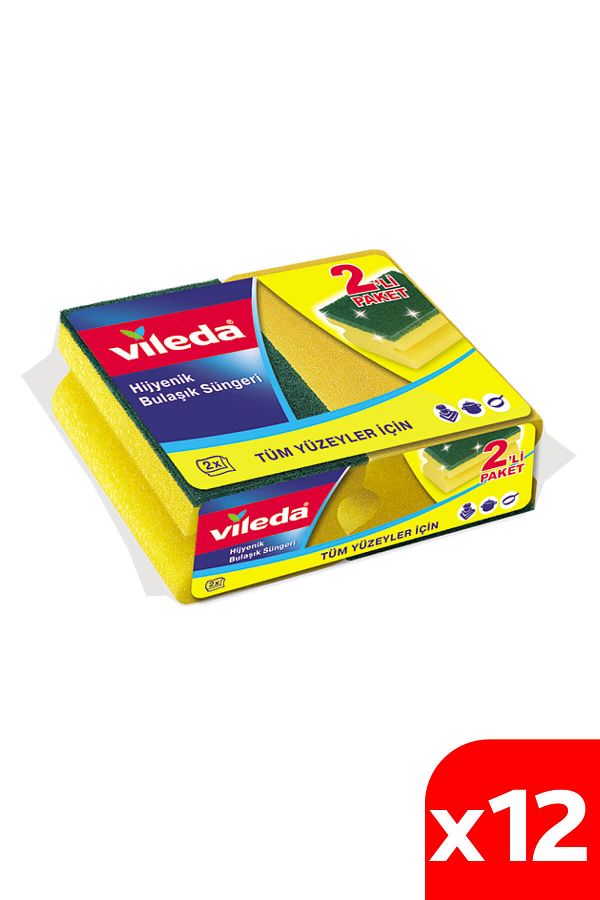 Vileda-24 عبوة من الإسفنج المموج الكلاسيكي باللون الأخضر - 12 عبوة 1