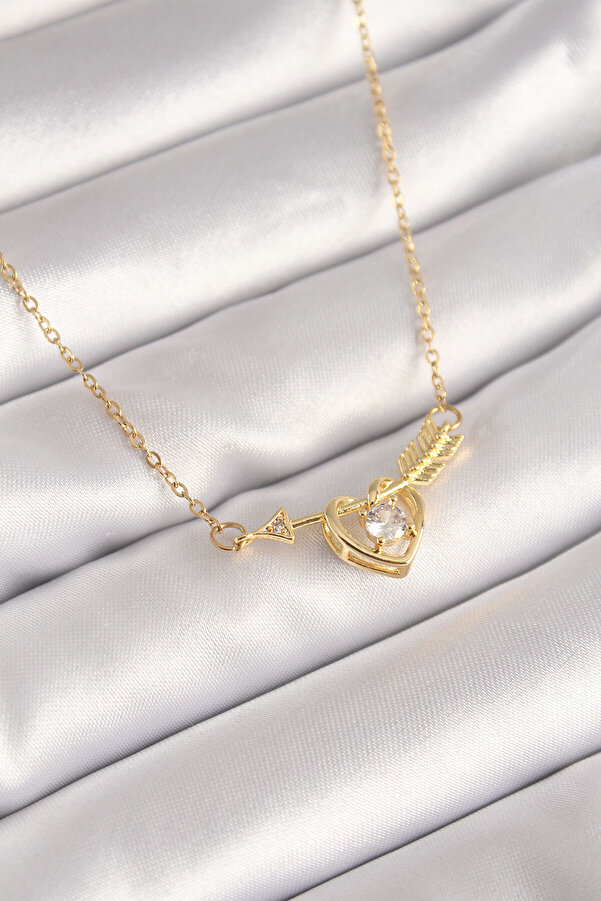 CPU ELEKTRONİK Smh316L Gold Color Chain Zircon Stone Arrow Heart Model