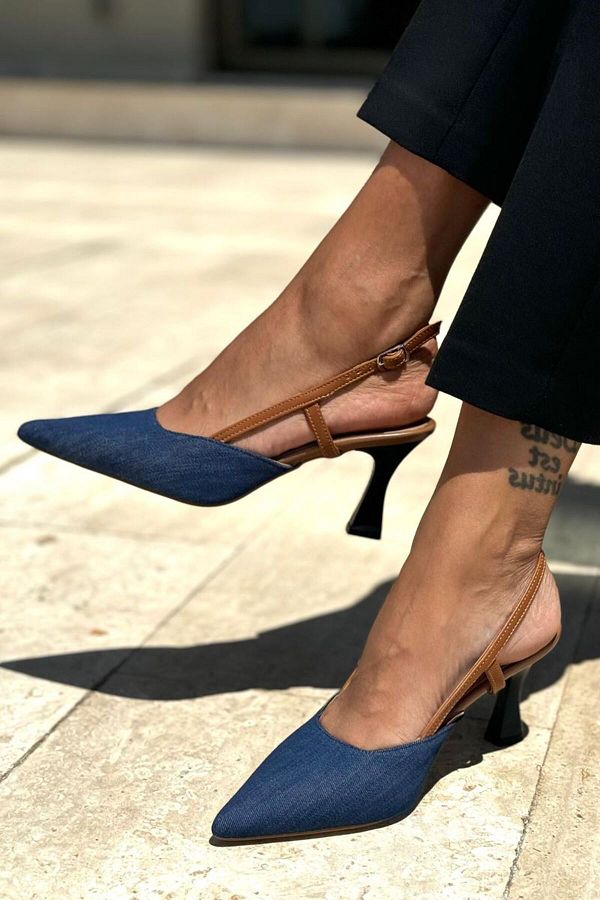 Gokhan Talay Harriet Navy Blue 6 CM Medium Heel Classic Shoes Trendyol