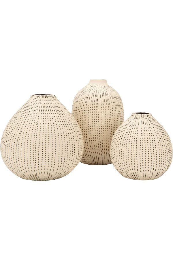 YILTER-Shpy Co-Op Df0842 - Black Polka Dot Vase with White Stone Pattern (Set of 3) Gxtr 1030188 1