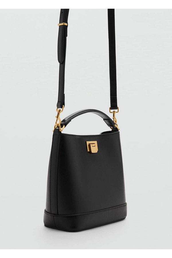 MANGO Woman-Mini Shopper Bag with Metallic Detail 1