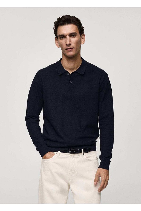 MANGO Man-Tricou polo cu mânecă lungă 1