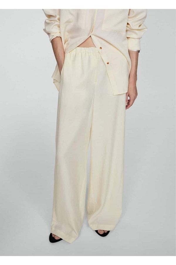 MANGO Woman-Wideleg Lyocell Pants 1