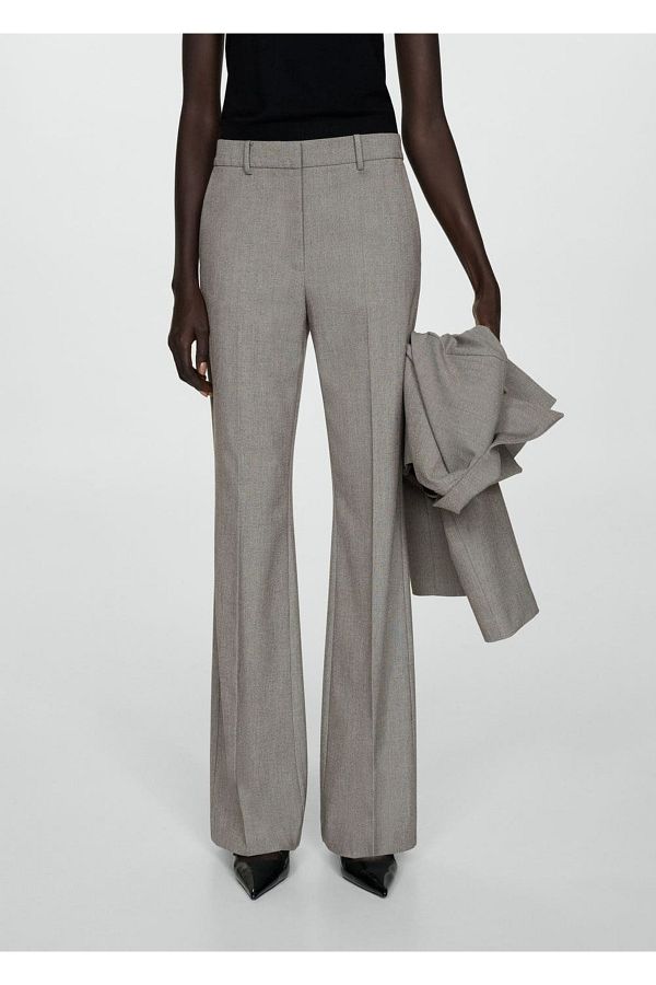 MANGO Woman-High Waisted Loose Trousers 1