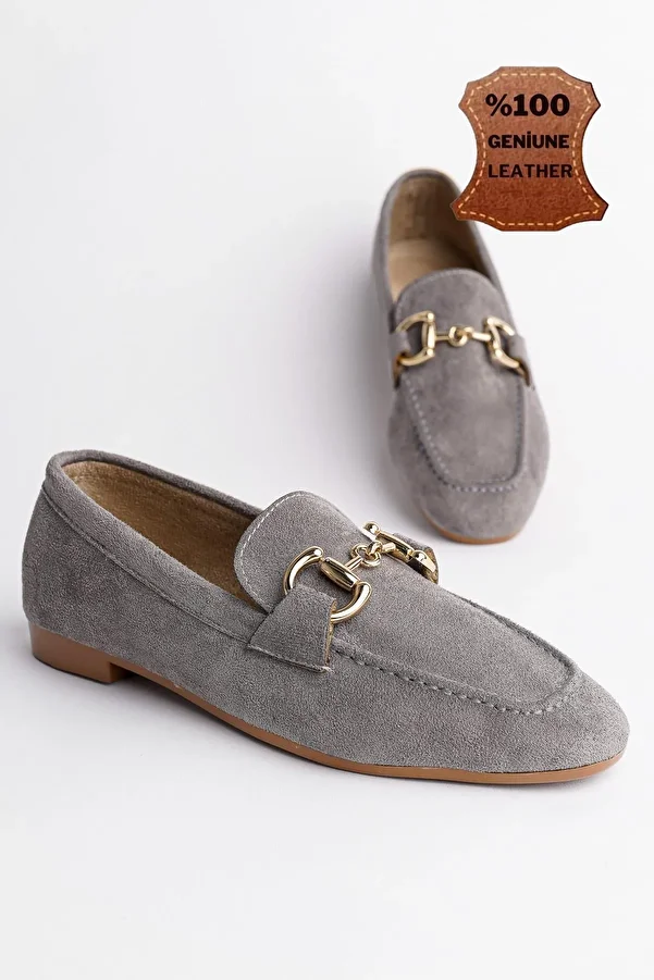 MUGGO-Γυναικεία Loafer Casual παπούτσια Mona Guaranteed Metal Buckle Leather 1