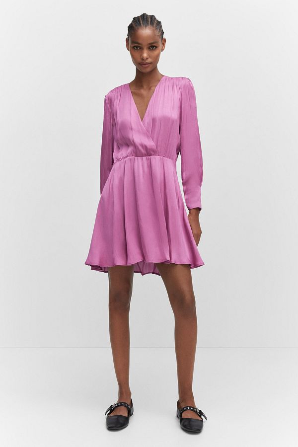 Mango wrapped satin dress store