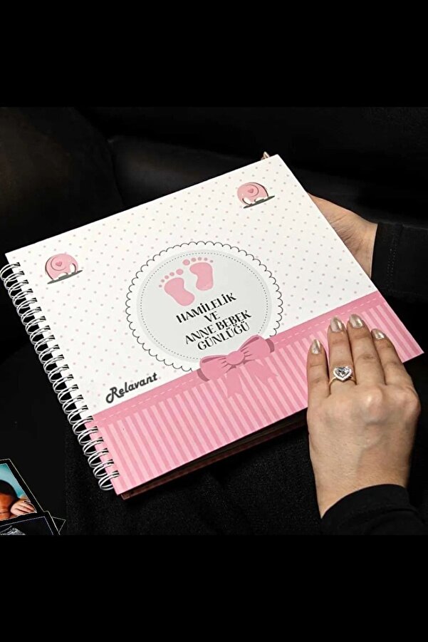 Relavant Hamilelik Ve Anne Bebek Günlüğü & Hamile Anı Defteri & Bebek Anı Defteri Pembe Sticker Hediyeli
