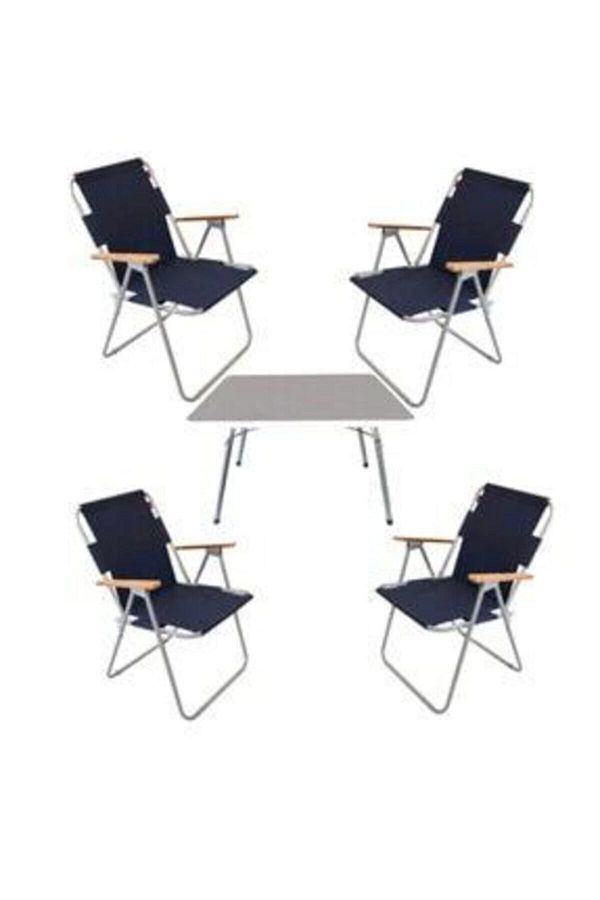 Epicsa Navy Blue Camping Chair 4 Pieces Folding Table Picnic Beach Chair