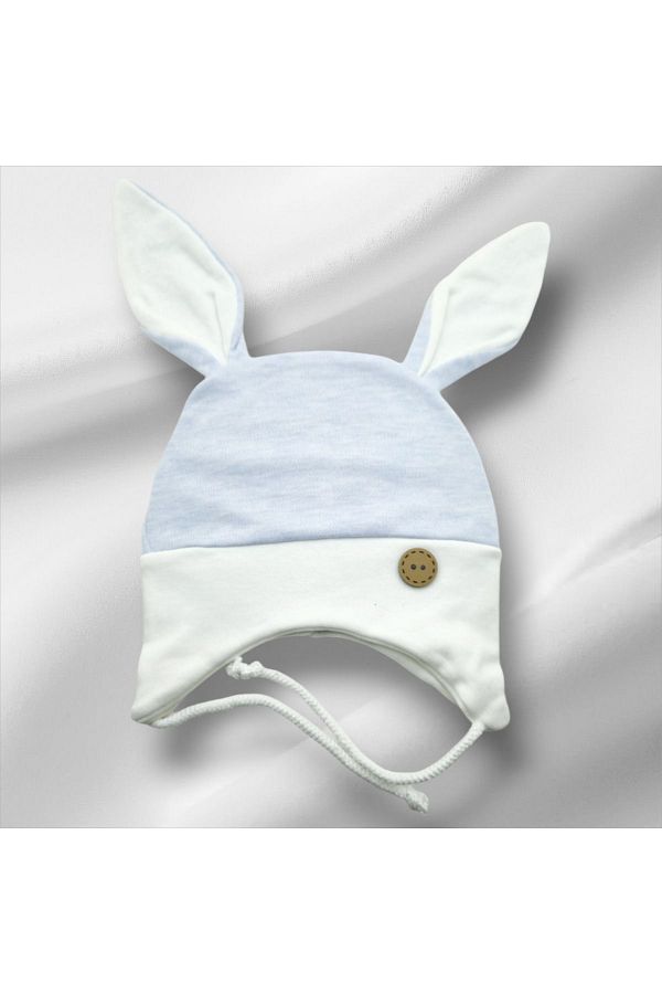 Çağrı Store-Baby Combed Beanie with Rabbit Ears and Laces 1