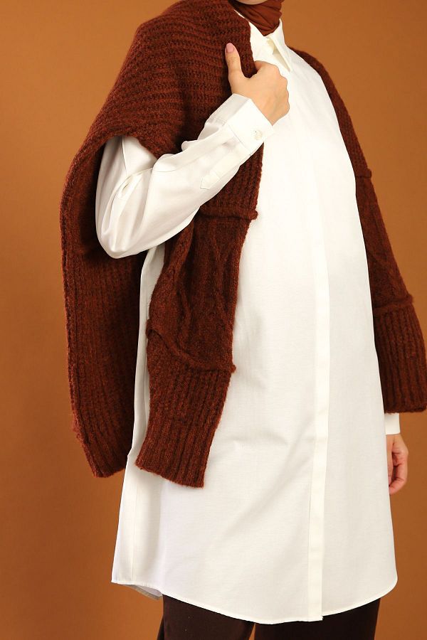 ALLDAY-Ecru Plus Size Basic πουκάμισο Tunic 1
