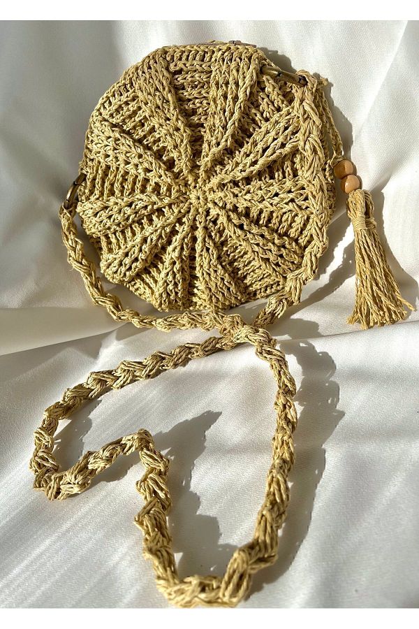 DNA MODA-Bohemian Macaron Straw Bag - Hand Knitted and Paper String Bag 1