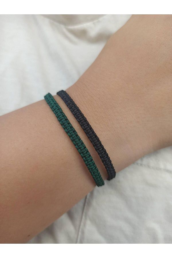 TREND-Set of 2 Knitted Macrame Rope Bracelet and Surfer Bracelet 1