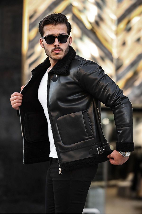 Mens leather jacket winter shop
