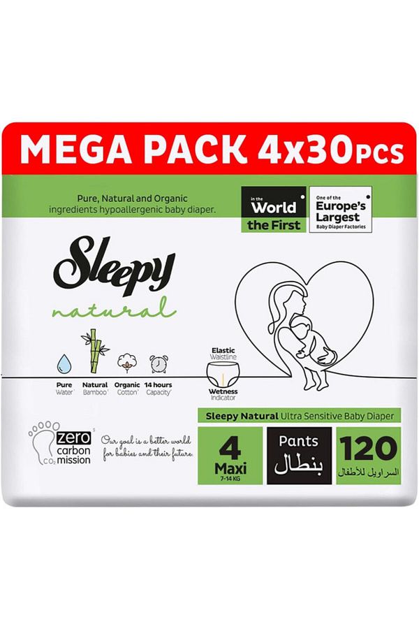 Sleepy-Natural Pants Size 4 | 120 Count | 4X30 Comfort | Hypoallergenic | 100% Dryness 1