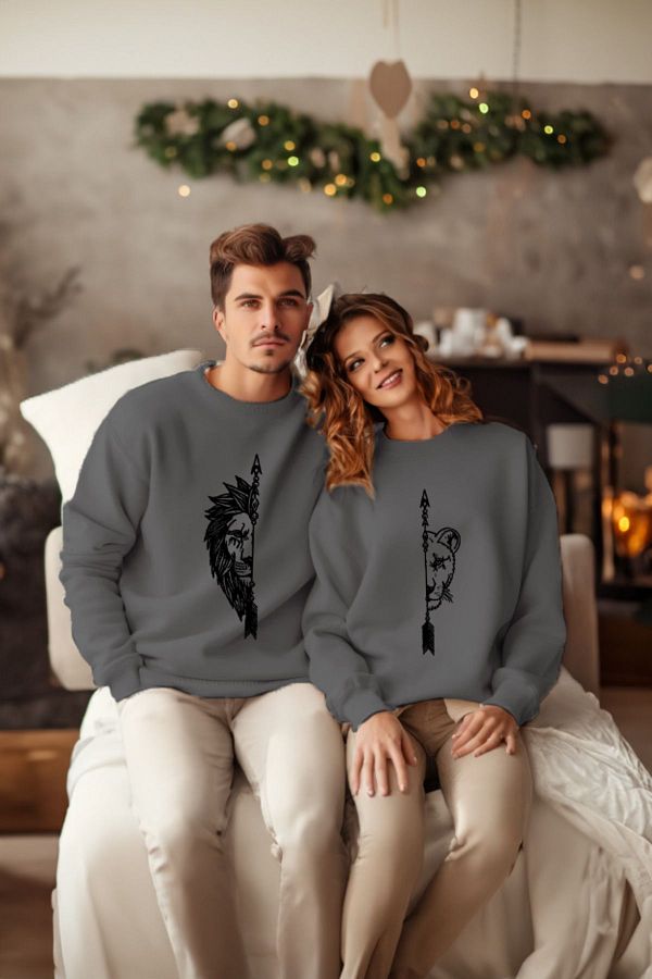 EVIus Male Lion and Female Lover Couple Combination Sweat Design