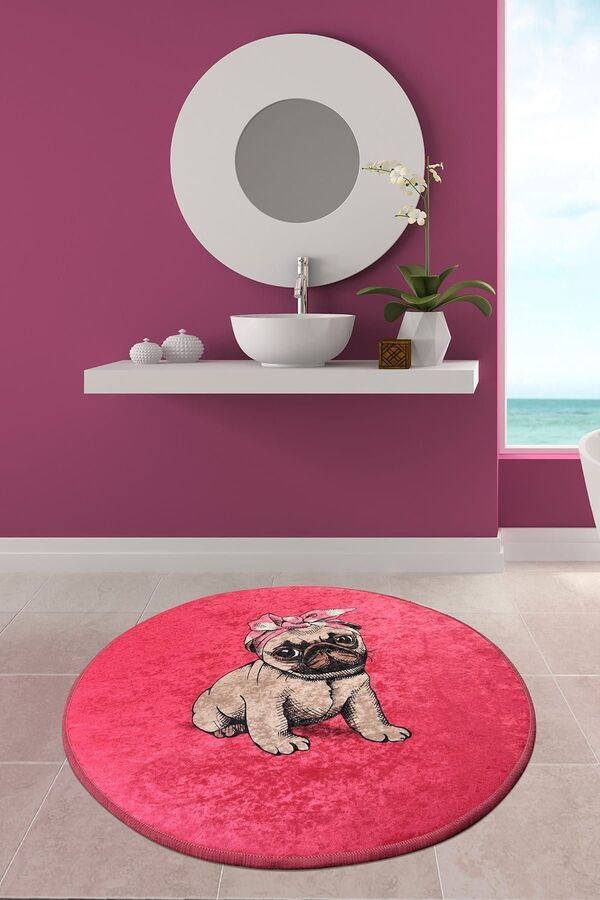 Chilai Home-Pınk Pug Diametru 100 Cm Covor Baie Djth 1