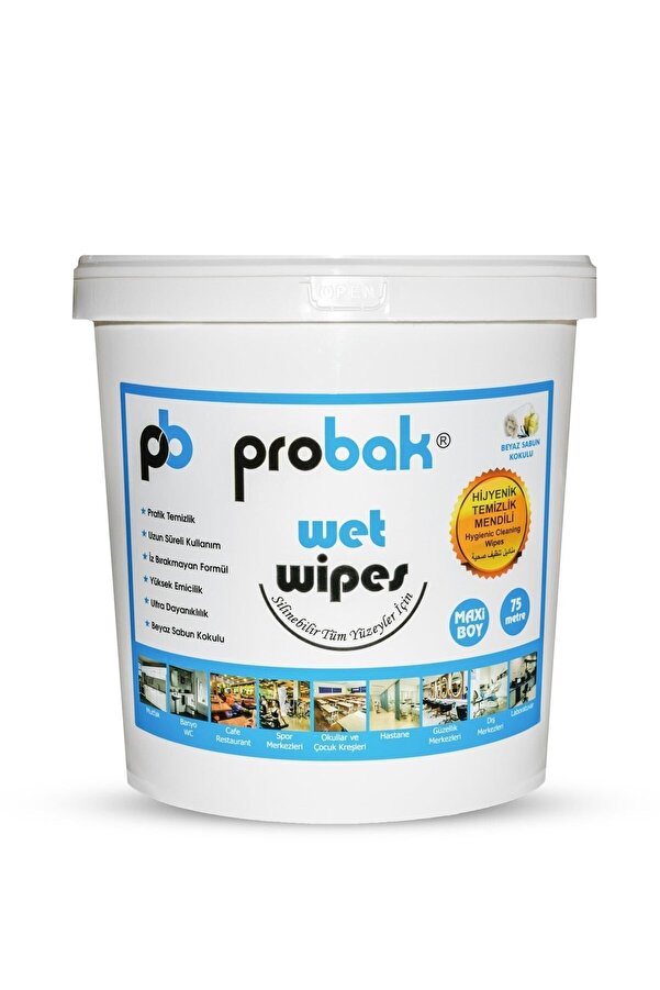 probak Wet Wipes Islak Kova Mendil Beyaz Sabun Kokulu Min.75 Mt (ort.300 Adet)