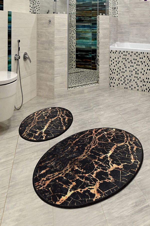 Chilai Home-Set de baie Goldes 2 în 1: covoraș Halıcı și set de toaletă 1