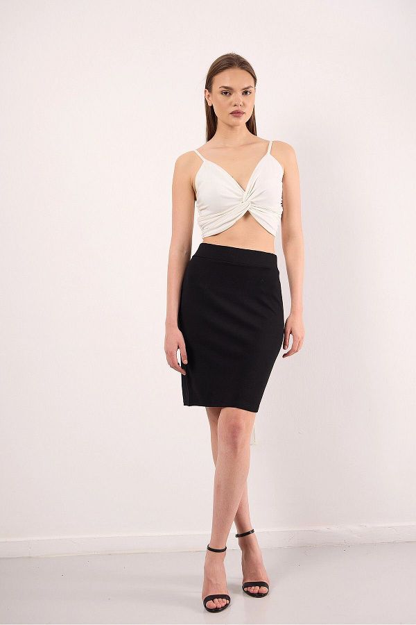 Alexa Dash-Lycra Short Stretch Pencil Skirt with Elastic Waist 1