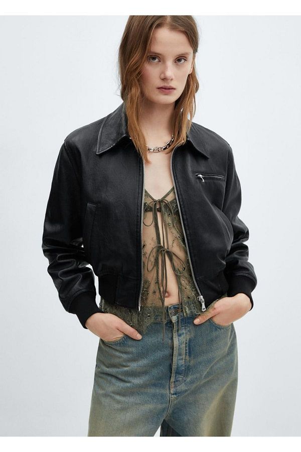 Mango ladies leather jacket top