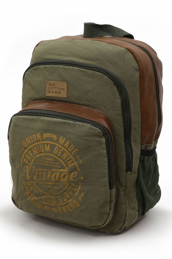 Old Cotton 7184 Revilla Khaki Green Backpack School travel 15.6 Inch Laptop Notebook Sports Canvas Cotton Fabric Bag Trendyol