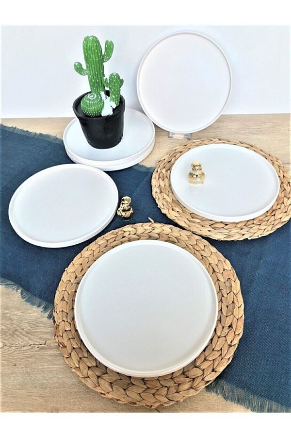 GULHANILE-27 Cm Stackable Serving Plate Matte White 2 Pieces 1