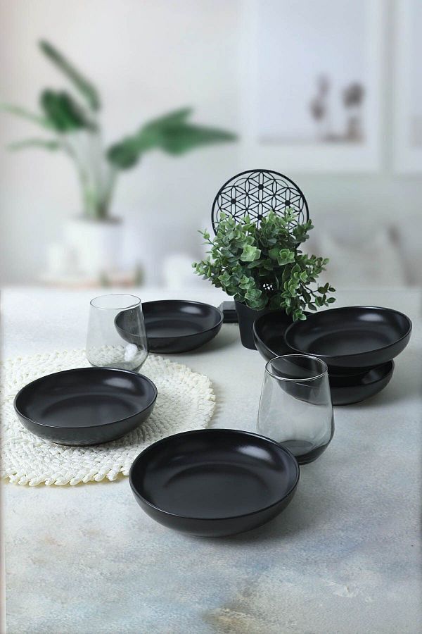 Keramika 18 Cm Matte Black Dinner Plate 6 Pieces 956 Trendyol