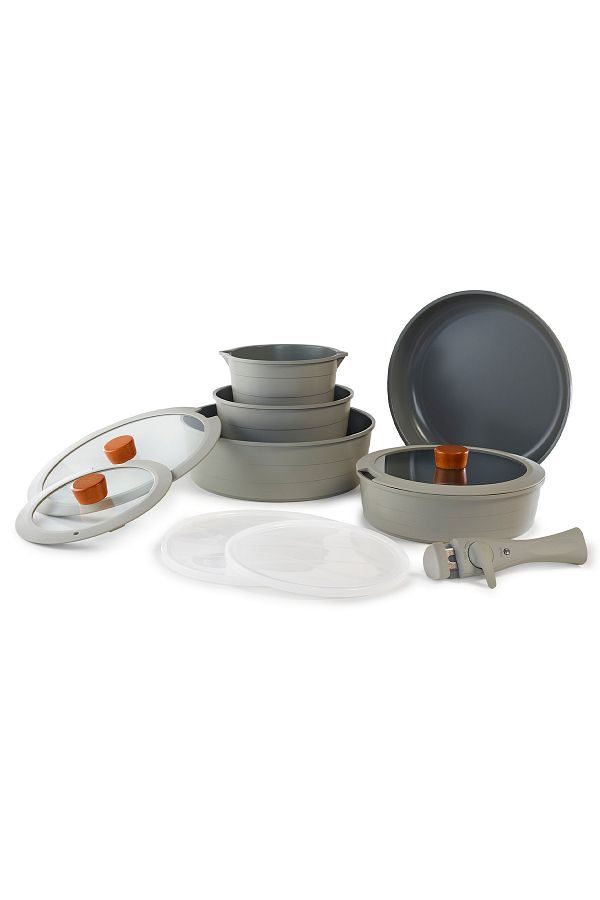 NEOFLAM-Midas Gray 11-Piece Detachable Handle Nesting Induction Pot Pan Set 1