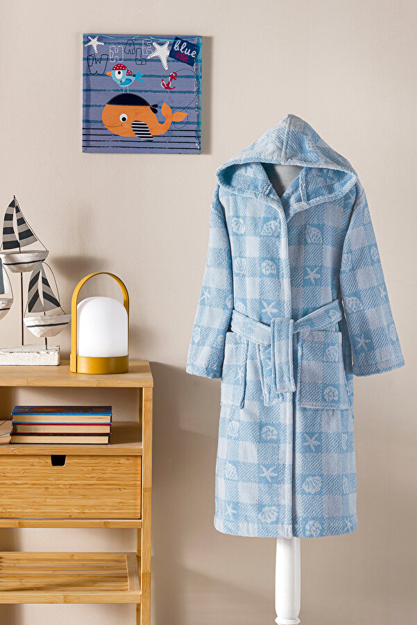 Özdilek Shell Plaid Kapüşonlu Kadife Çocuk Bornozu 13/14 Yaş