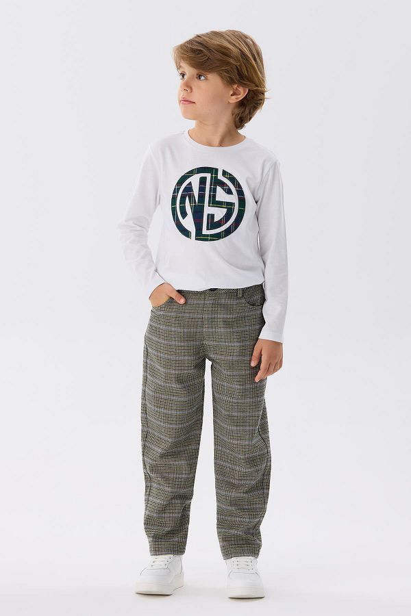 Plaid pants in store shop