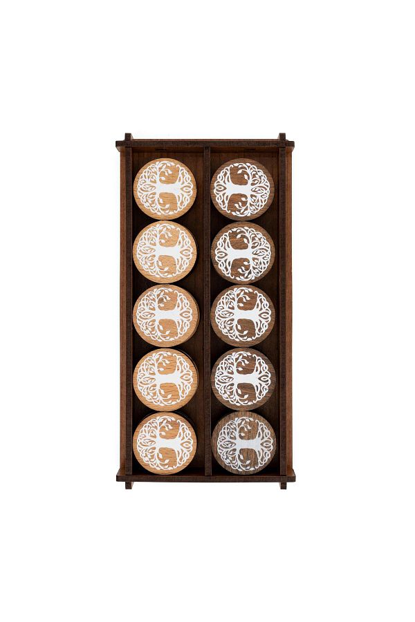 Anadolia-Number 3 Life Tree Patterned Wooden Backgammon Scale and 2-Piece Dice Set 1